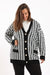 Knitted Houndstooth Pattern Cardigan