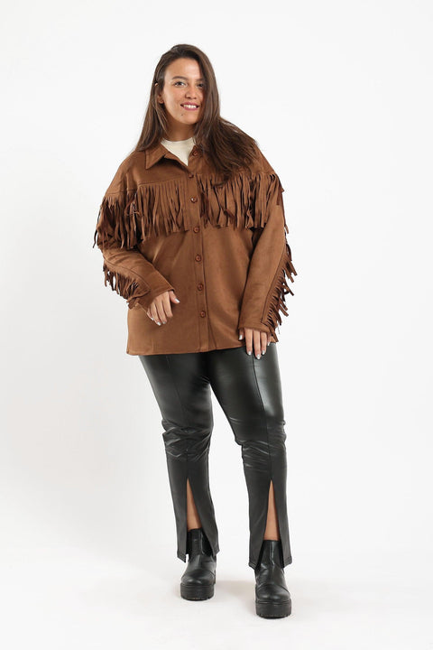 Suede Shirt with Fringes