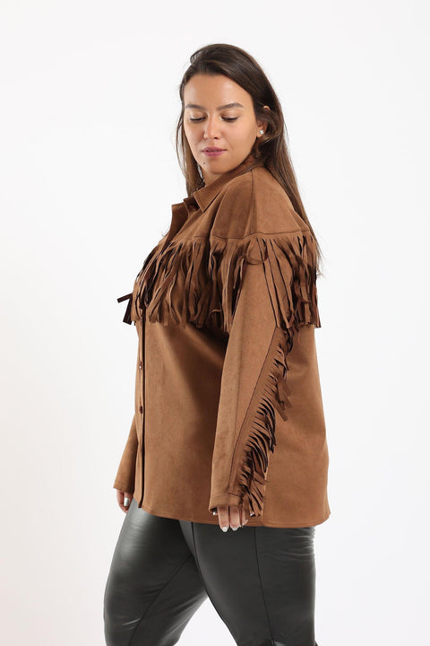 Suede Shirt with Fringes