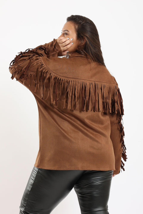Suede Shirt with Fringes