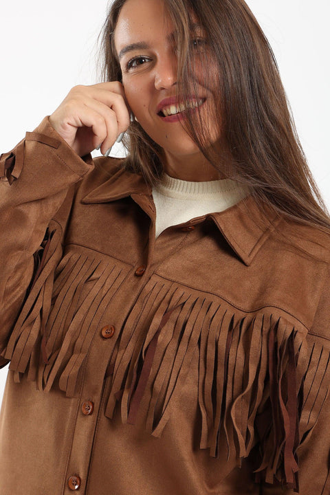 Suede Shirt with Fringes