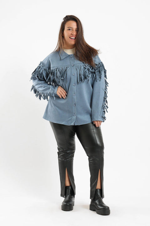Suede Shirt with Fringes