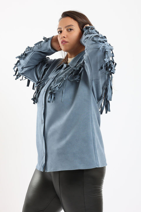 Suede Shirt with Fringes