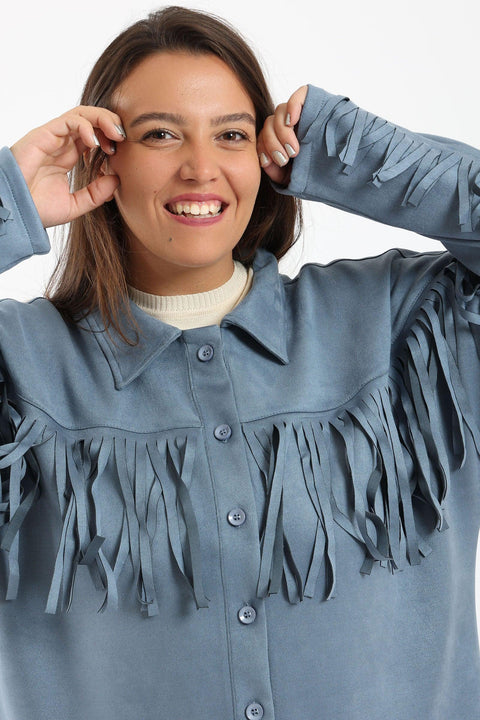 Suede Shirt with Fringes