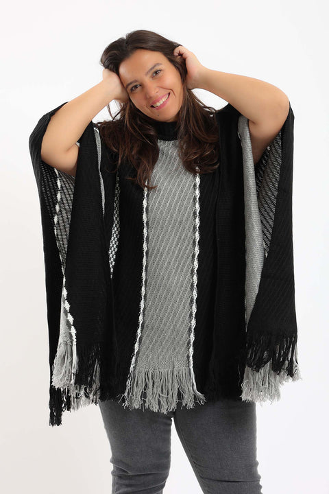 Wide Vertical Knitted Poncho