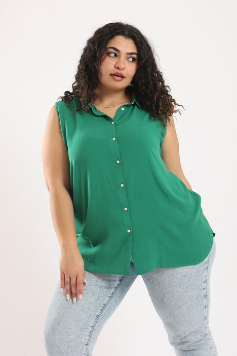Collared Sleeveless Shirt - Clue Wear