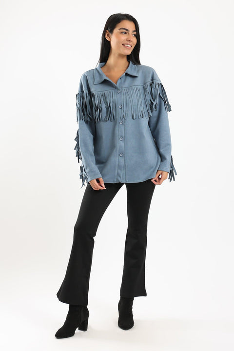 Suede Shirt with Fringes - Clue Wear